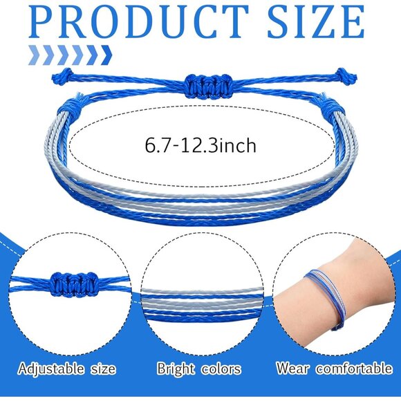 100 Pcs Blue-Grey Diabetes Awareness Bracelets Adjustable Soft Wax Rope Unisex - Picture 3 of 6